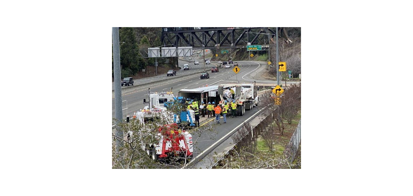 Big Rig Overturns On I-80 At Nevada Street Tuesday AM!